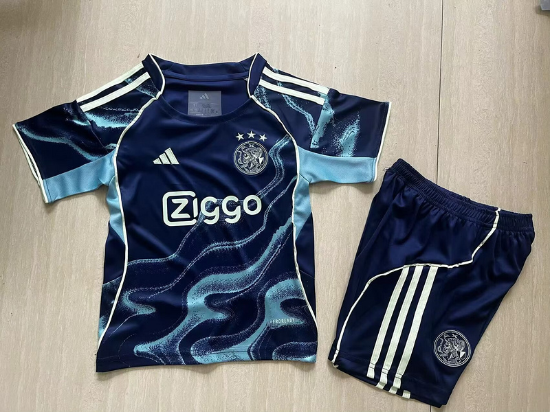 Kids-Ajax 25/26 Away Dark Blue Soccer Jersey